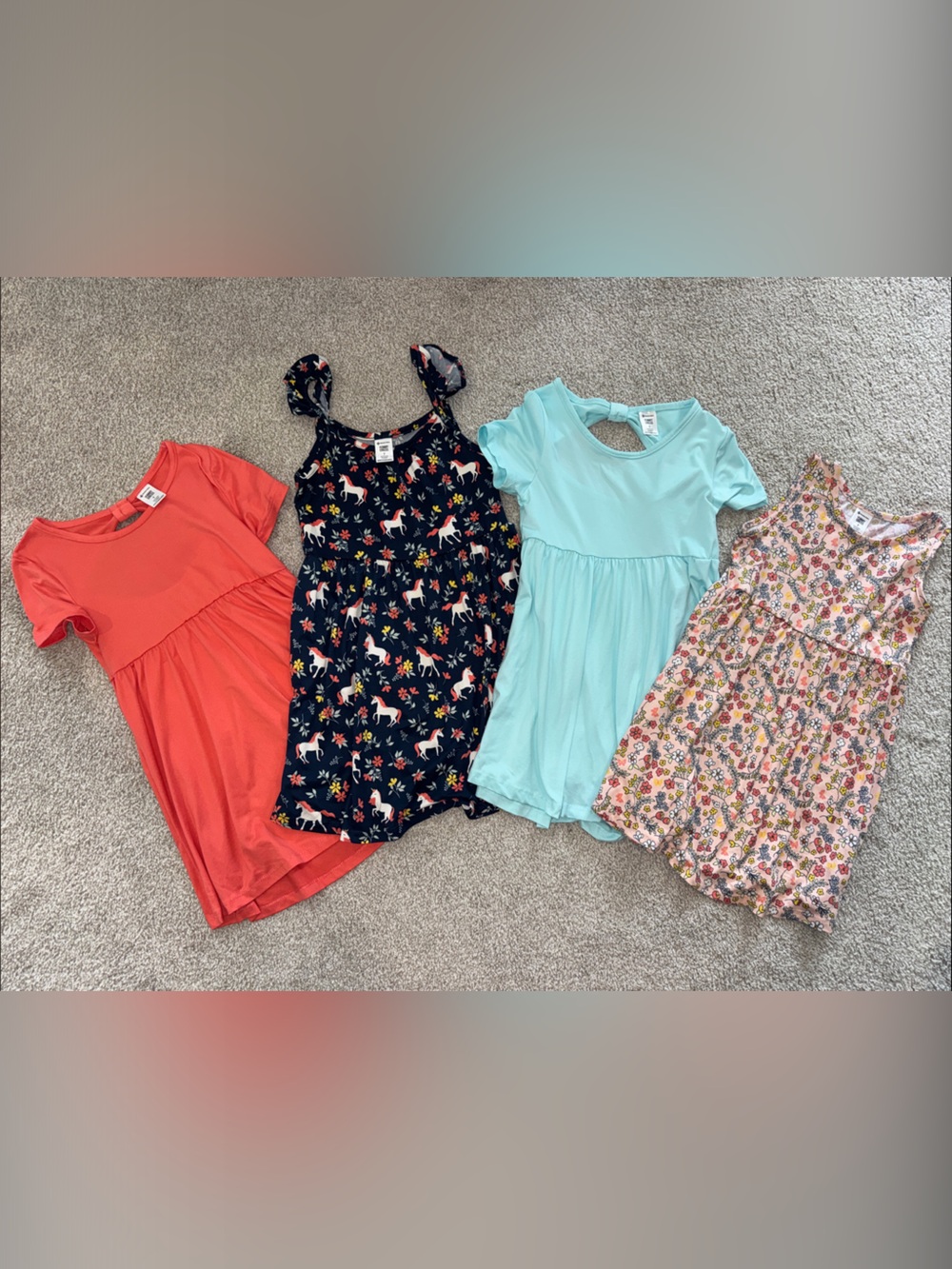 Coral Short-Sleeve Casual Babydoll Dress for Girls